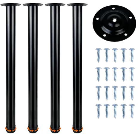 QLLY Set di 4 gambe regolabili in metallo, alte 60 cm, per scrivania e tavolo da ufficio, set di 4 (60 cm, nero)