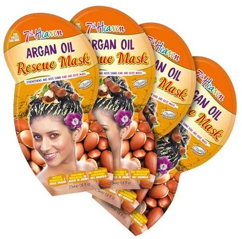 7th Heaven Rescue Hair Mask Mulitpack of 4 - Deep Conditioning Treatment with Argan Oil & Panthenol for Stronger, Shinier, and Healthier Hair