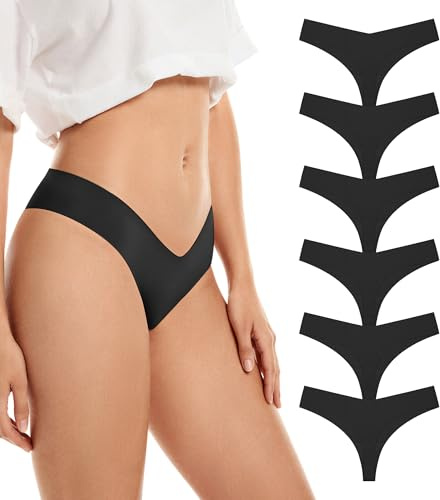 SHARICCA Stringtrosa dam V-midja sömlösa trosor dam underkläder set, (6
