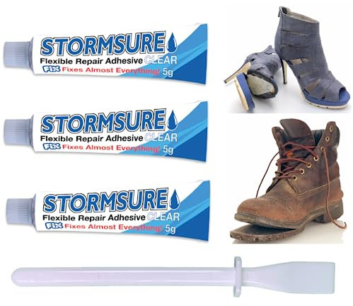 Shoe Glue. Super Strong, Durable, Waterproof, Flexible, Clear Adhesive. 3x5g