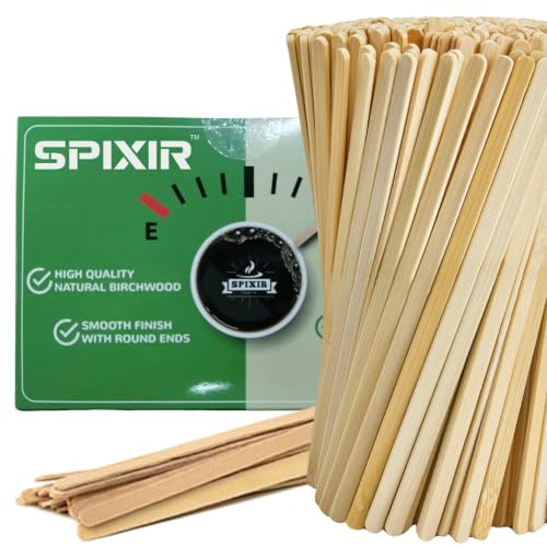 SPIXIR Coffee Stirrers Disposable Wooden Coffee Stir Sticks, 7-inch Large Stir Sticks, 1000 Wooden Coffee Stirrers, Round-End Wooden Stir Sticks for Coffee, Birchwood Swizzle Sticks for Coffee