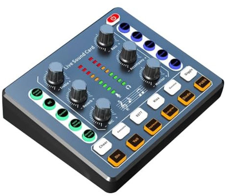 Lucaser Tarjeta de Sonido M8, Interfaz de Audio para TransmisióN en, Dispositivo de Podcasting, Rueda con Preamplificador de MicróFono Premium, Tarjeta de Sonido