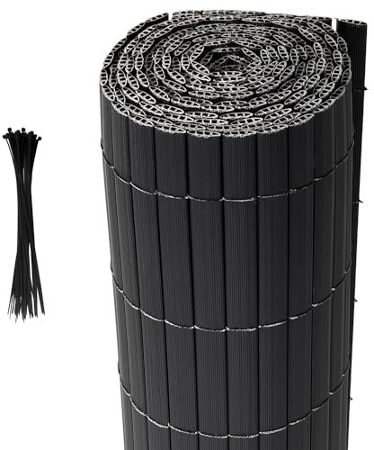 Joparri PVC Sichtschutzmatte 3-Gewicht-Verstärkung, Anthrazit Sichtschutzzaun, Stabil Sichtschutzstreifen für Garten Balkon Terrasse Zaun, Sichtschutzzaun Balkonverkleidung, 90 x 900 cm