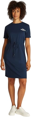Tommy Hilfiger Damen T-Shirt Kleid mit Taillengürtel, Blau (Dark Night Navy), S