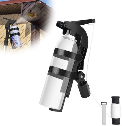 Spray Can Extension Pole Adapter - Spary Can Holder, Spray Bottle Holer, Adjustable Angle Spray Extender, Universal Thread-ed Tip, Fit for Aerosol Can/Wasps/Hornet/Bee/Tree/Window Spray, Black