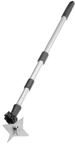 Maximex Rascador de Juntas de 4 Puntas con Mango telescópico para jardín, Patio y Entrada, Color Plateado Mate