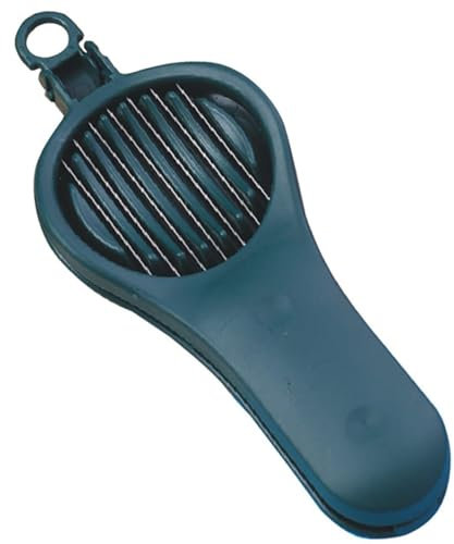 CVNRCLP Multi-Functional Stainless Steel Egg Slicer - 4-in-1 Cutter for Hard Boiled Eggs, Tomatoes, Strawberries, and Cherry Pits - Includes Olive and Date Pitting Tool (Dark Blue)