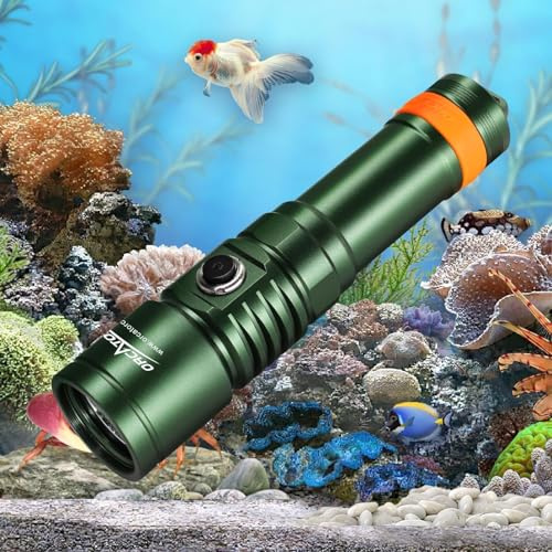 Orcatorch D710 Scuba Diving Torch, 3000 Lumens Super Bright Underwater Flashlight with 6 Degrees Narrow Beam, IP68 Waterproof Night Dive Lamp 150 Meters Submersible Light (Green)