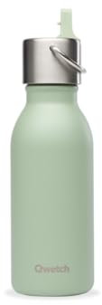 QWETCH - Gourde Enfant Isotherme 350ml - Kids Tilleul Bouchon Pipette - Inox - 24h Froid et 12h Chaud - Etanche & Sans BPA - Gourde du quotidien pour école, sport et sorties
