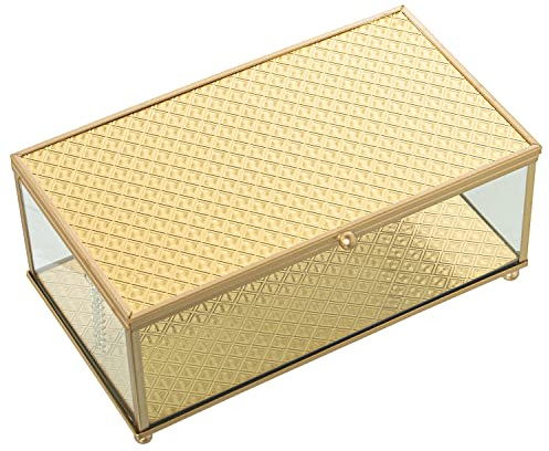 JOYERO CRISTAL/METAL DORADO 21X13X9CM