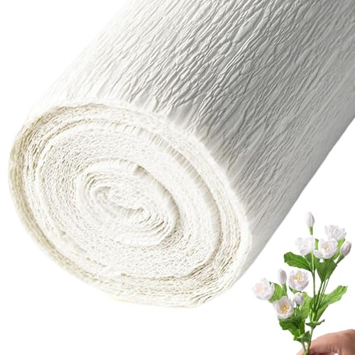1 rulle Crepe-papper, 248 x 50 cm förtjockad vit crepe-pappersrulle slitstark och lätt att forma Crepe-pappersark för blommor, festdekorationer, hantverk och mer papel Crepe pappersark vit crepe