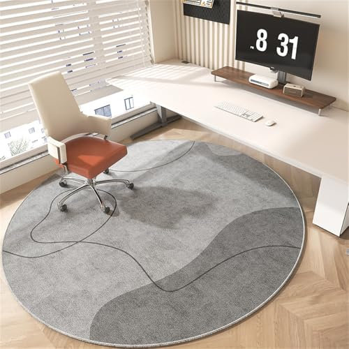 Odot Alfombra para Silla de Escritorio Redonda, Alfombra Protectora Suelo Silla Ruedas Antideslizante Gaming, Tapete de Protección de Oficina, para Parqué Suelos Duros (Gris Minimalista,120cm)