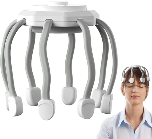 Appareil de massage vibrant - Appareil de massage électrique portable pour cuir chevelu - Soulage le stress - Masseur de tête à 10 contacts - Appareil de thérapie bien-être pour la croissance des