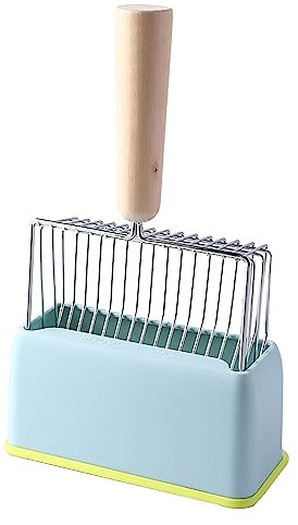 Depisuta Kattkullskopa, Djup Spade Metallskopa med Hållare och Träghandtag, Metall Sifter Scooper, Poop Sifting, Kattunge Pooper för Kattkulllåda (Blå)
