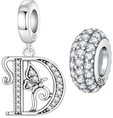 PANPOKI 2 st bokstavshängen i silver alfabet för armband, hängsmycken, smycken, europeiska armband, halsband, smycken gåvor för kvinnor, universell kompatibel berlock i silver, Charms di compatibilità