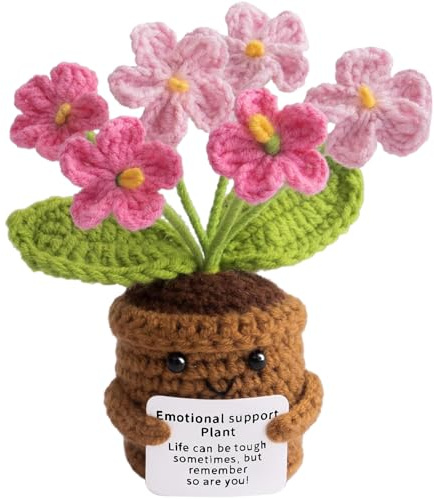 deegbbyi Stickade blommor, glömda blommor, känslomässigt stöd blomma, handstickad, kreativ ull att sticka, heminredning, för lärare, utbildning, vänner och familj