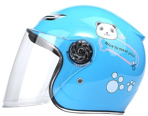 JOINPAYA Casque Garçon et Filles Intégral Bleu Ciel Grosse Visière Transparente Coque en Polypropylène Légère Doublure Intérieure Respirante Protection pour Vélo Patinage et Moto