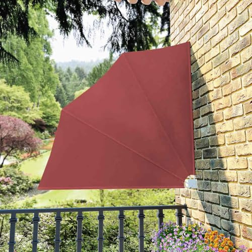 Nqyjm Faltbarer Balkonfächer Terracotta-Rot 140x140 cm Windschutz Seitenzugmarkise, Sichtschutz Sonnenschutz Markise für Balkon, Terrasse, Garten