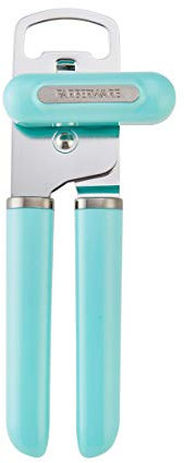 Farberware Manual Can Opener and Bottle Opener, High Carbon Stainless Steel Cutting Blade, Large Easy Turn Knob, Ergonomic Handles for Comfortable Grip, Dishwasher Safe Kitchen Gadget