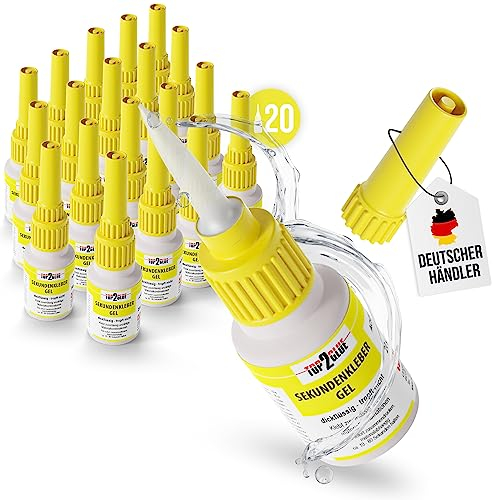 TOP2GLUE Sekundenkleber GEL 20 g extra starker & flexibler Superkleber, günstiges stoß- & wasserresistentes Sekundenkleber Gel (20)