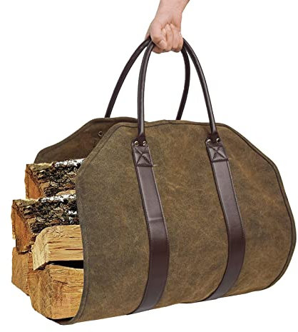 Firewood Bag Canvas Log Carrier Tote Large Capacity Indoor Fireplace Firewood Storage Bag Extra Large Canvas Log Carrier Wood Tote for Home Or Camping