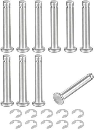 QUARKZMAN 10Set M4x25mm Perno Posizionamento Cilindrico Elastico Albero Acciaio Inossidabile 304, Perno Posizione Cilindro Cerniera Scanalato Testa Piatta con Ring Fissaggio Clip E, Argento