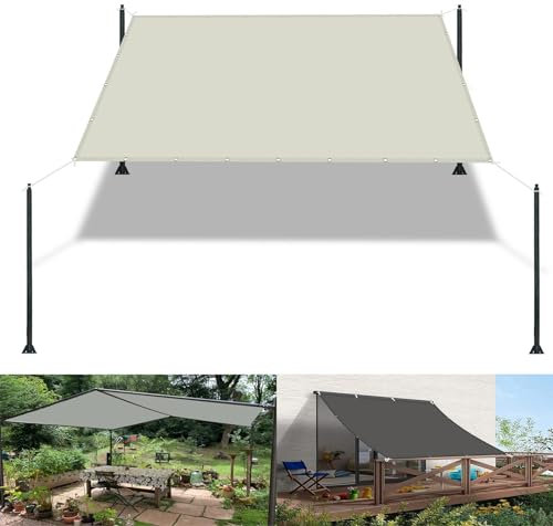 Pergola Canopy Replacement 1.2 x 4.5 m(3.9 x 14.8ft) Waterproof Garden Sun Shade Sail with Free Rope UV Block Weather-Resistant with Grommets Pes Sunsail for Camping Beach Deck Porch, Ivory