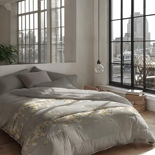 Zelesta Royalbed Couette 4 Saisons 240x200cm - Sans Housse, Linge de Lit Hiver et Été Chaude - Lavable, Hypoallergénique (White Blossom)