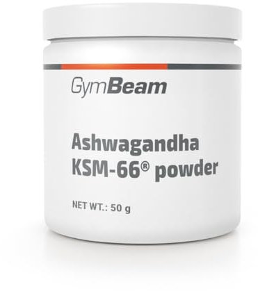 GymBeam Ashwagandha KSM-66® Pulver - Hochwertiger Pflanzenextrakt Indischer Ginseng, Adaptogen für Schlaf & geistige Gesundheit, mit bioaktiven Withanoliden, Winterkirsche, 50g