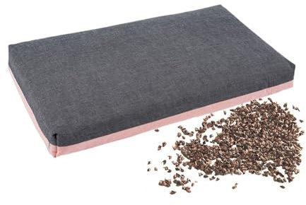 Oreiller japonais en sarrasin pour dormir, coussin confortable et offrant un bon soutien (gris, 53,3 x 27,9 cm), aide naturelle au sommeil pour soulager les douleurs au cou et au dos