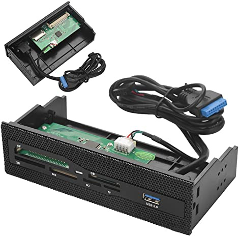 Xixian Lettore di Schede Interno per PC, Porta USB 3.0, Pannello Frontale per Schede M2 SD MS XD CF TF, 6 Slot per Schede, Placcato in Rame per stabilità, Facilmente Installabile in