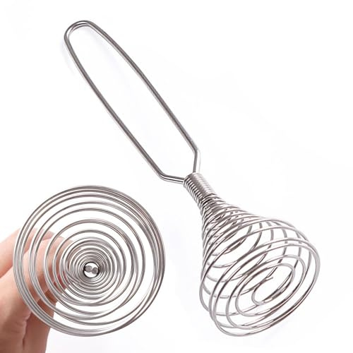 Frusta a spirale a molla in acciaio inossidabile, frullatore manuale per uova, strumento di miscelazione per panna per cucinare la cottura, frullatore per salsa di salsa da cucina, accessorio per