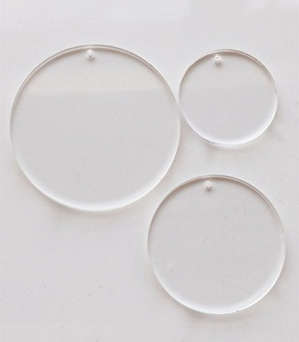 MEYA Uppsättning av 15 st högklara tomma akrylskivor, akryl-runt ark med hål 1/8 tum för nyckelringar, smycken gör-det-själv-hantverk (diameter 3 tum)