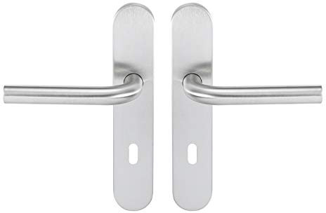 Bricard 666457 Ensemble poignées INOX sur Plaque Tempo Pop Chambre, Porte Intérieure à Clé