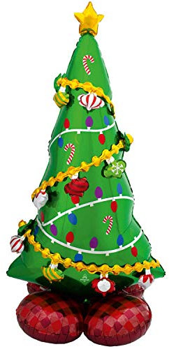 Anagram Globo de Árbol de Navidad AirLoonz, 130 cm, Múltiples Partes, Decoración Navideña, Compatible con Helio y Aire