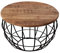 kreatives Wohnen Couchtisch ø 55 cm Wohnzimmer-Tisch rund Beistelltisch London Metall Drahtgestell Gitter massiv Tabacco, Holz, Extra breit