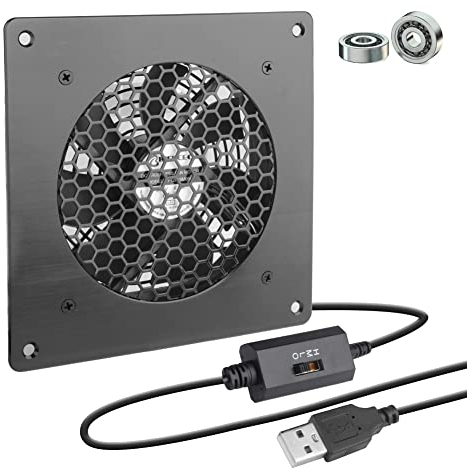 Ventilateur Panneau USB 120mm, BRIEFCEC-Système de Refroidissement Silencieux avec Contrôle de Vitesse Double Roulement à Billes pour Intérieur, Armoire, Home Cinema(120mm, 1 Panneau Avec Contrôle)