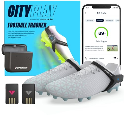CITYPLAY Smart Football Tracker for Cleats by Playermaker, Track 25+ Technical & Physical Metrics, 12 Month Access to CITYPLAY Football Training App Included, Advanced Than GPS, Medium