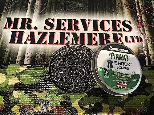 MR SERVICES HAZLEMERE LTD - REMINGTON TYRANT SHOCK DOMED ROUNDHEAD 177-4.5mm AIRGUN - AIR RIFLE PELLET TIN OF 500