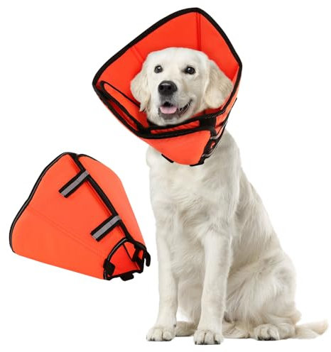 Halskrause Hund Weich Nach OP, Verstellbarer Anti Leckschutz Hund, Leichter Hundekragen, Leicht Halskrausen für Hunde, Schutzkragen für Kleine Hunde (Orange,S)