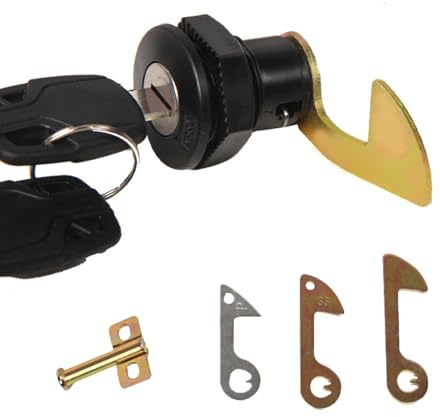 Cerradura de repuesto para maletero de motocicleta eléctrica, caja de bloqueo de aluminio y plástico, cilindro de bloqueo con llave, incluye 4 ganchos reemplazables de tamaño y placa de bloqueo