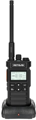 Retevis RT86S Långdistans 2-Vägsradio, Hög Effekt Walkie Talkie Med Lättläst Lcd, Led-Ficklampa, Typ C 2600mah Uppladdningsbara Walkie Talkies För Vuxna, Logistik (Svart, 1 St)