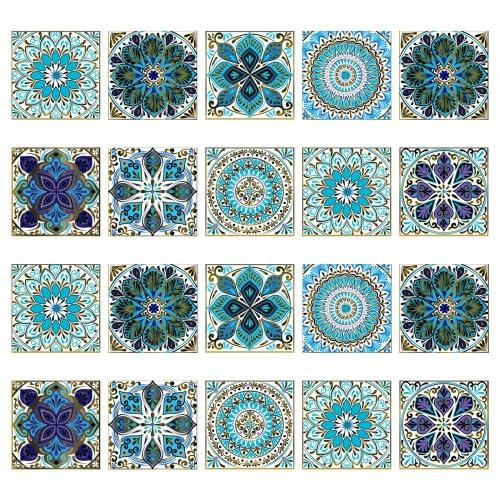 20 Stück Selbstklebende Wandaufkleber, Matte Fliesen Aufkleber, 15x15CM - Dekorative Aufkleber für Küche und Bad (A)