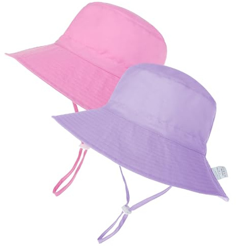 Zando Baby Sun Hat Toddler UPF 50+ Protection Adjustable Bucket Newborn Infant Boys Girls Summer Beach Purple & Pink 0-6 Months