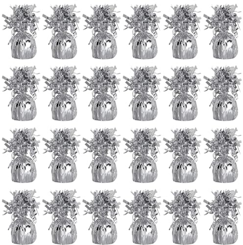 PARTYRAMA.CO.UK Silver Foil Helium Balloon Weights 175gr - Pack of 24 - Durable & Colourful Weights for Birthdays Parties, Events & Celebrations - Perfect Balloon Weight Holders