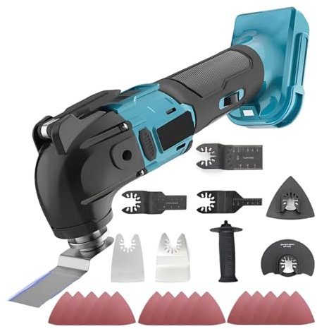 Oscillating Multi Tool Compatible for Makita 18V Battery, Cordless Brushless Multitool with 6 Variable Speeds, Multifunction Oscillating Tool for Cutting, Sanding, Scraping (No Battery)