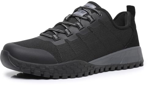 TRAILBLITZ Walking Shoes Mens Casual Sneakers Comfortable Lightweight Breathable Hiking Shoes Non Slip Outdoor Trekking Adventure Camping Rock Climbing Work Durable Hiking Boots (8.5 Men, Black)