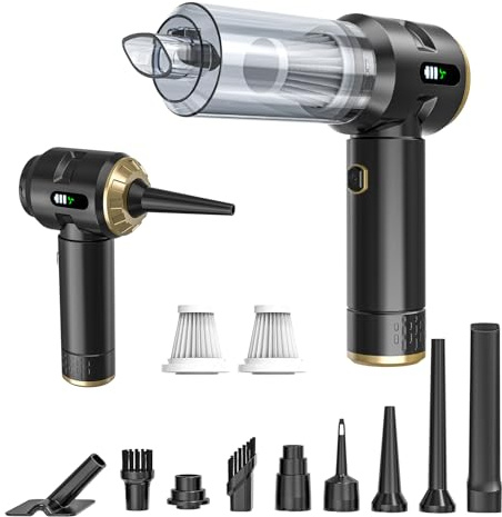 Higoom Cordless Handheld Vacuum Cleaner,Rechargeable Portable Lightweight Dust Blower,22000PA Powerful Suction Mini Car Vacuum Cleaner for Deep Cleaning of Home,Car and Pet Hair(Black-Gold)