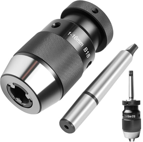 Schnellspannbohrfutter B18 (1-16 mm) mit MK2/MT2 Kegeldorn, Mini Bohrfutter Präzisionsbohrfutter MK2/MT2 Austreiblappen für Drehmaschine, Bohrmaschine, Drehbank