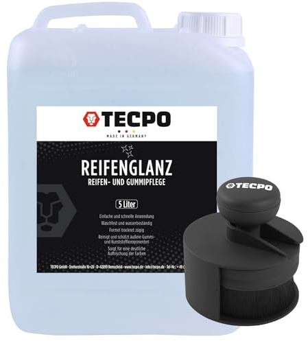 TECPO Cuidado de neumáticos y goma brillo 5L + cepillo